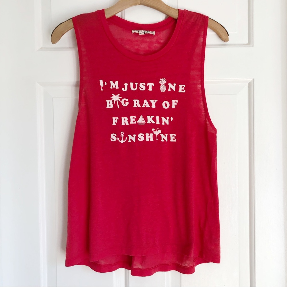 Graphic Tank Top Sleeveless Casual T-shirt Soft Sunshine Red Express One Eleven